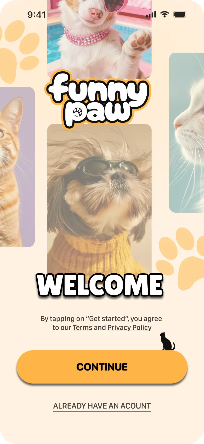 FunnyPawZ app home screen